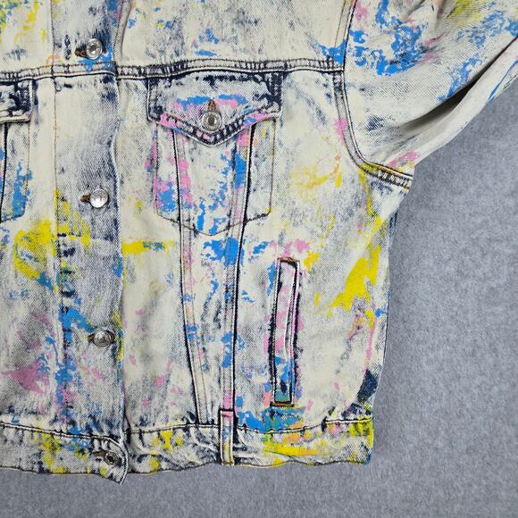 MSGM Jean Multicolor G-Jacket Size 42 US M/8 White Paint Splatter Made in Italy - Picture 11 of 16